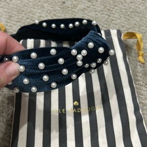 Lele Sadough headband. Blue velvet with pearls. Final price then will remove.